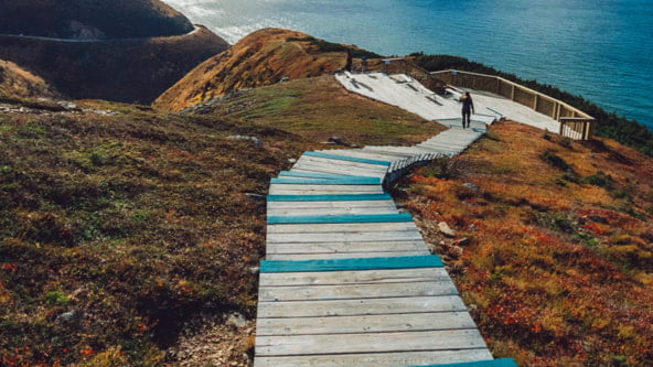 Path along beautiful shoreline in Wagmatcook First Nation, Nova Scotia